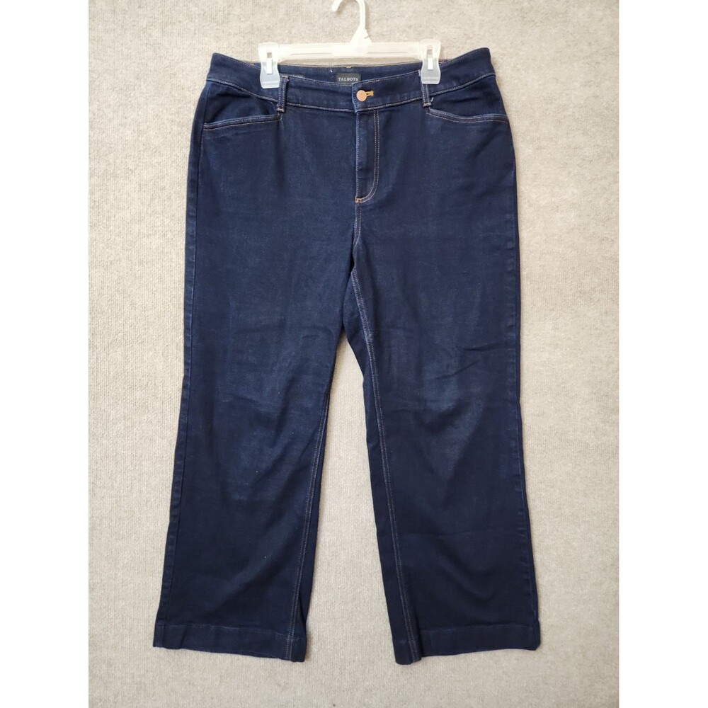 Talbots Wide Leg Jeans Womens 16W Blue Dark Wash Stretch